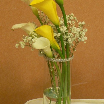 Yellow & White Mini Calla Medium size Table Centerpiece